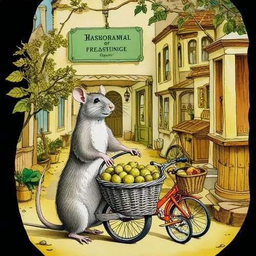 a picture of a rodent holding a basket full of olives,rodentia,punxsutawney,tour de france,freville,hamsterdam,pistacia