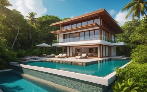 tropical house,holiday villa,luxury property,pool house,amanresorts,house by the water,Photography,General,Realistic