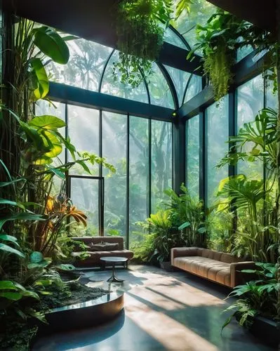 conservatory,glasshouse,vivarium,tropical jungle,rainforests,rainforest,tropical forest,rain forest,biopiracy,conservatories,atriums,tropical house,greenhouse,philodendrons,exotic plants,wintergarden,houseplants,terrarium,indoor,greenhouse cover,Illustration,Retro,Retro 13