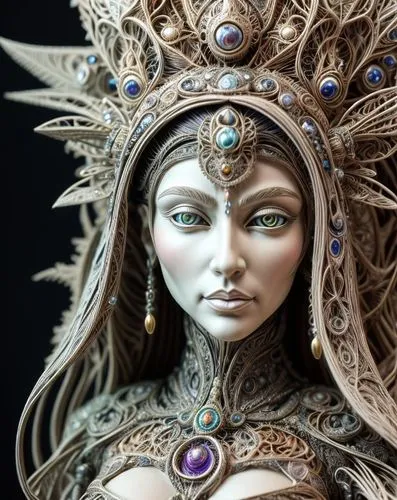 viveros,priestess,sorceress,raven sculpture,the enchantress,enchantress,amidala,headdress,hekate,adornment,estess,headdresses,reliquaries,headpiece,asenath,cherubim,mediatrix,lilandra,headpieces,sculpts