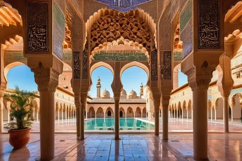 alhambra,mihrab,deruta,king abdullah i mosque,the hassan ii mosque,islamic architectural,la kasbah,alcazar of seville,abu dhabi mosque,marrakech,mezquita,al azhar,al nahyan grand mosque,alabaster mosque,hassan 2 mosque,sheihk zayed mosque,morocco,sultan qaboos grand mosque,kasbah,zayed mosque,Conceptual Art,Sci-Fi,Sci-Fi 30