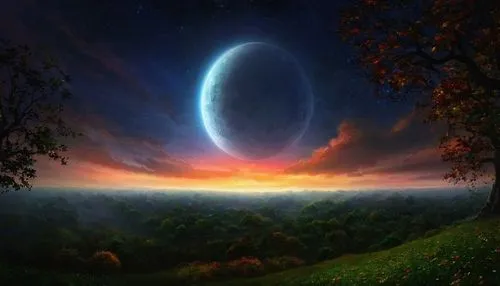 fantasy picture,fantasy landscape,firmament,celestial object,alien planet,orb,fantasy art,mystical,alien world,wormhole,crescent moon,planet alien sky,landscape background,world digital painting,space art,hanging moon,celestial body,celestial phenomenon,retina nebula,planet eart,Conceptual Art,Fantasy,Fantasy 18