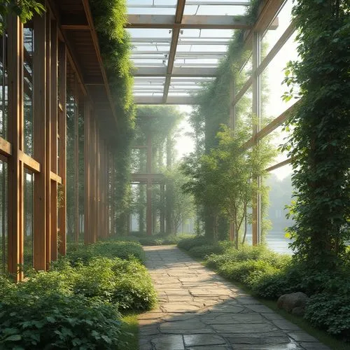 greenhouse,walkway,atriums,greenforest,forest house,streamwood,green forest,conservatory,glasshouse,greenery,green garden,forest path,pathway,greenhouses,hahnenfu greenhouse,greenspace,environments,environment,verdant,roof landscape,Photography,General,Realistic