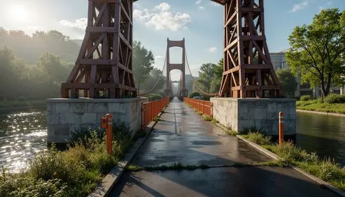 railroad bridge,scenic bridge,suspension bridge,bridge,oxenbridge,wooden bridge,trestle,golden bridge,adventure bridge,riverside,road bridge,bridges,hangman's bridge,bridged,render,hanging bridge,spit bridge,pylons,highway bridge,old bridge