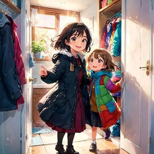 kumiko,winter clothes,winter clothing,studio ghibli,the little girl's room,ghibli,Anime,Anime,Traditional