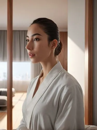 Woman with a dog,a woman in white robe standing by a window,bathrobe,tirunal,sazan,szohr,kimono,aesthetician,sonam,bathrobes,kubra,dua lipa,deepika,maya,kapoor,esthetician,spa items,dua,giulia,updo,sh