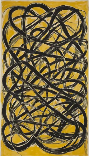 twine,elastic band,tangle,elastic bands,cordage,spiralling,rubber band,ribbon barbed wire,spiral binding,elastic rope,ribbon,wire entanglement,interlaced,yellow line,ribbons,tendril,coil,tendrils,twisted rope,spirals,Conceptual Art,Oil color,Oil Color 15