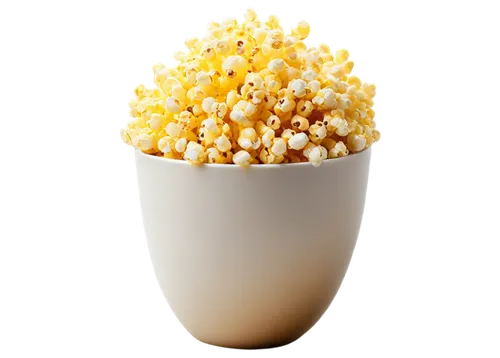 Golden popcorn, single kernel, puffed up, white interior, shiny surface, crunchy texture, sprinkled with salt, drizzled with butter, circular composition, soft focus, warm lighting, shallow depth of f