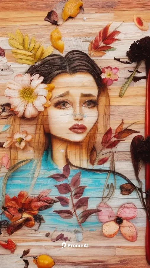 wood art,on wood,girl in flowers,chalk drawing,wall painting,flower painting,wood board,mural,indigenous painting,wood and flowers,hand painting,fabric painting,flower art,meticulous painting,autumn b