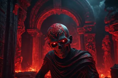 Crie um cenário de fundo vermelho com preto apocalipse fim do mundo sombrio,FILHO DA GUERRA,vecna,akhnaten,kadath,inferno,gael,harnam,Photography,General,Fantasy