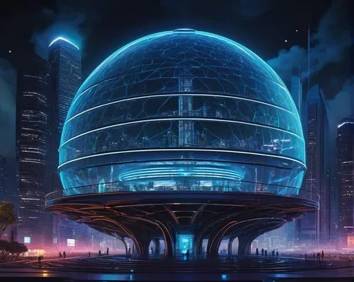 arcology,futuristic architecture,musical dome,technosphere,wheatley,technodrome,cybercity,perisphere,odomes,cyberport,futuristic landscape,cybertown,domes,coruscant,globen,megastructure,planetarium,primosphere,cyberworld,coldharbour,Illustration,Realistic Fantasy,Realistic Fantasy 05