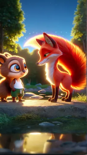 foxes,animal film,child fox,little fox,fox stacked animals,garden-fox tail,squirell,crash,fox,fox hunting,cute fox,conker,screen background,caper family,adorable fox,tails,hunting scene,squirrels,dusk background,a fox