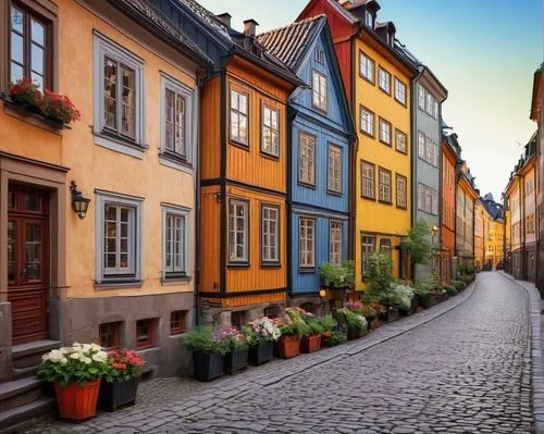 scandinavia,the cobbled streets,denmark,row of houses,cobblestones,gatan,uppsala,copenhagen,townhouses,riddarholmen,cobblestoned,nytorv,drottninggatan,bryggen,gothenburg,danmark,bryggman,goteborg,bryggeri,nyhavn,Illustration,Black and White,Black and White 10