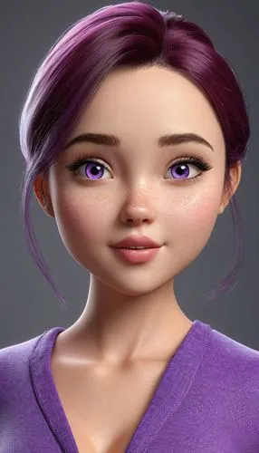 la violetta,violet head elf,purple background,3d model,3d rendered,mauve,purple skin,purple,agnes,violet,purple and pink,daphne,main character,plum,purple lilac,purple daisy,natural cosmetic,doll's facial features,animated cartoon,purple rizantém,Unique,3D,3D Character