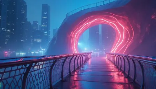 tron,electric arc,futuristic landscape,light trail,the loop,adventure bridge,lightwaves,cybercity,atmospheres,cyberscene,vapor,neon arrows,neon light,skybridge,futuristic,cyberia,light track,light trails,long exposure,cyberpunk,Photography,General,Realistic