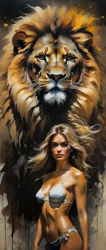 she feeds the lion,lioness,lionesses,female lion,two lion,warrior woman,lion,panthera leo,lion - feline,big cats,feral,cheetah,female warrior,skeezy lion,lions,wild cat,to roar,white lion,african lion,lions couple,Conceptual Art,Daily,Daily 32