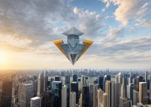 skyscrapers,skycraper,futuristic architecture,shard of glass,base jumping,skyscraper,airship,the skyscraper,sky space concept,parachute fly,paraglider takes to the skies,glass pyramid,aerial view umbr