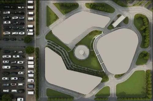 entrance road

,oval forum,highway roundabout,roundabout,multi storey car park,parking lot under construction,hospital landing pad,helipad,race track,car park,skatepark,transport hub,paved square,oval