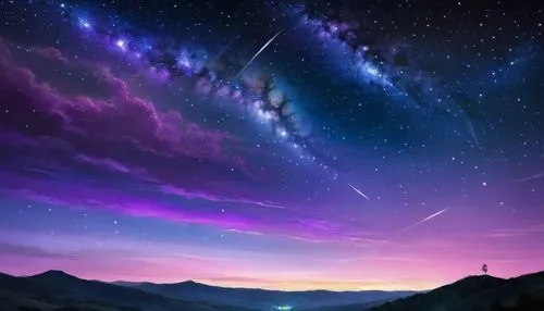 the night sky,meteor shower,night sky,rainbow and stars,nightsky,starry sky,Conceptual Art,Daily,Daily 32