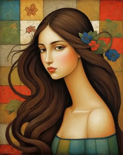 girl in flowers,young woman,girl in a wreath,boho art,portrait of a girl,mystical portrait of a girl,vanessa (butterfly),beautiful girl with flowers,flora,cloves schwindl inge,girl portrait,girl in the garden,romantic portrait,woman portrait,woman thinking,selanee henderon,young lady,fantasy portrait,persian poet,carol colman,Art,Artistic Painting,Artistic Painting 29