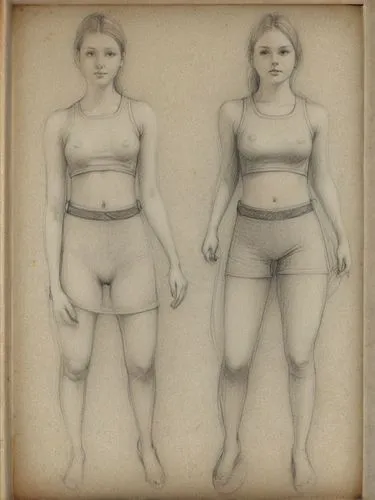 pencil sketch of young women with top
,a woman's underwear and her bare body,proportions,lymphedema,figure group,confianza,mezzotints,female runner