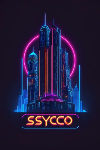 skyscraper,80's design,retro background,the skyscraper,neon sign,80s,seroco,sync,retro styled,sky city,skycraper,disco,deco,skyscrapers,neon cocktails,cityscape,cyberpunk,logo header,vector design,colorful city,Conceptual Art,Sci-Fi,Sci-Fi 26