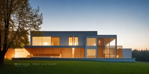 glass concrete bricks garden trees swimmingpool landscape people summer sunlight daylight blue sky night view woodpanelling,timber house,cubic house,modern house,cube house,prefab,tugendhat,passivhaus