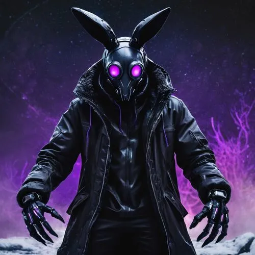 thumper,jackal,jack rabbit,jackrabbit,gray hare,twitch icon,edit icon,easter background,easter banner,specter,rabbit,hooded man,dark-type,dodge warlock,grimm reaper,easter easter egg,bunny,easter theme,purple background,undertaker,Illustration,Realistic Fantasy,Realistic Fantasy 47