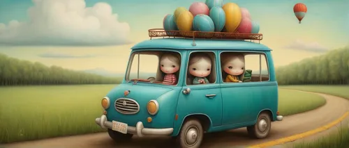 ice cream van,vwbus,dormobile,easter truck,cartoon car,ice cream cart,baby mobile,kids illustration,minibus,whimsical animals,school bus,balloon trip,volkswagenbus,campervan,schoolbus,children's background,cute cartoon image,circus wagons,transportation,camper van,Illustration,Abstract Fantasy,Abstract Fantasy 06