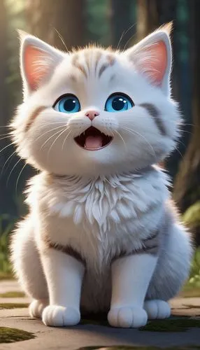 snowbell,korin,blue eyes cat,cute cat,cartoon cat,cat with blue eyes,cute cartoon character,birman,jiwan,white cat,scottish fold,kittani,cathala,funny cat,miqati,fluffernutter,suri,ragdoll,breed cat,kittu,Unique,3D,3D Character