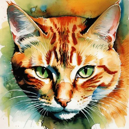 watercolor cat,firestar,cat vector,red tabby,cat portrait,calico cat,breed cat,toyger,animal portrait,drawing cat,cat image,american bobtail,domestic cat,felidae,pet portrait,digiscrap,tabby cat,ginger cat,red cat,cartoon cat,Illustration,Paper based,Paper Based 12