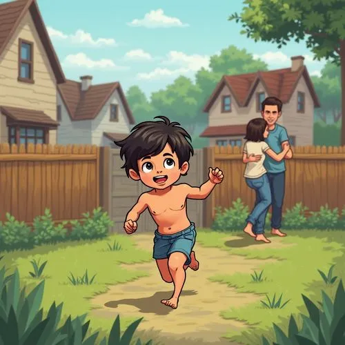 kids illustration,game illustration,playing outdoors,children playing,children's background,little girl running