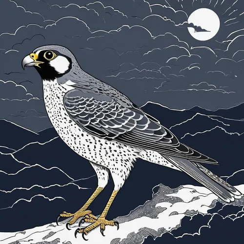 peregrine,peregrine falcon,peregrine thrush,lanner falcon,kelp gull,saker falcon,gyrfalcon,galliformes,plover,sea gull,cape gull,sea-gull,access the local peregrine,black bellied plover,aztec gull,haliaeetus pelagicus,sea bird,silver seagull,haliaeetus leucocephalus,noisy miner,Illustration,Black and White,Black and White 20