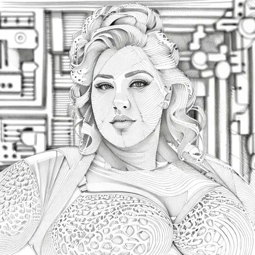 comic halftone woman,zoheir,nawal,wireframe,rotoscoped,retro woman,Design Sketch,Design Sketch,Fine Line Art