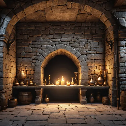 fireplaces,candlemaker,fireplace,stone oven,masonry oven,hearth,apothecary,wood-burning stove,fire place,collected game assets,cauldron,charcoal kiln,castle iron market,wine cellar,tinsmith,christmas fireplace,dark cabinetry,candlelights,blacksmith,potions,Photography,General,Realistic