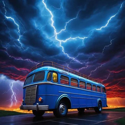 boltbus,motorbus,thunderbolt,thunderstruck,superbus,school bus,Illustration,Abstract Fantasy,Abstract Fantasy 03