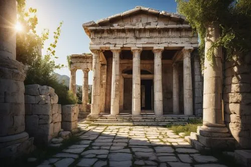 greek temple,temple of diana,roman temple,artemis temple,erechtheion,ephesus,panagora,tempio,laodicea,baalbek,erechtheus,metapontum,kerameikos,celsus library,capitolium,acropolis,palmyra,capernaum,propylaea,chersonesus,Illustration,Realistic Fantasy,Realistic Fantasy 23