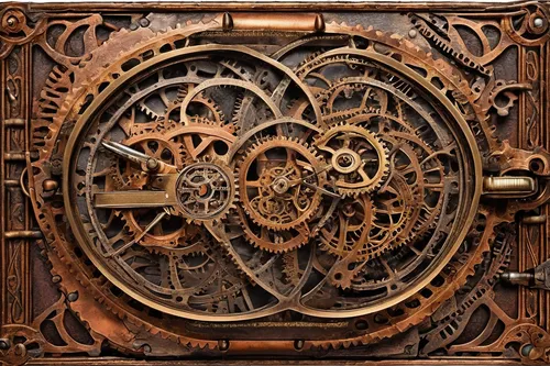 clockmaker,steampunk gears,clockwork,astronomical clock,grandfather clock,combination lock,mechanical puzzle,watchmaker,ship's wheel,old clock,magnetic compass,scientific instrument,longcase clock,steampunk,wall clock,cryptography,cog,clock,clocks,dial,Illustration,Realistic Fantasy,Realistic Fantasy 13