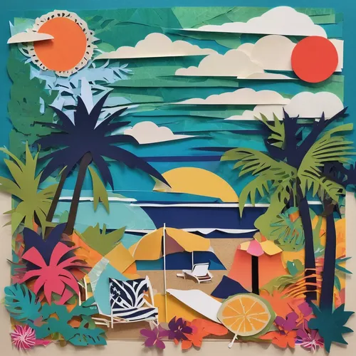 beach towel,tropical beach,tropics,cabana,palmtrees,tropical island,tropical house,beach landscape,delight island,palm trees,miami,lanzarote,ibiza,summer beach umbrellas,tropic,acapulco,sea beach-marigold,cayo coco,tropical sea,sub-tropical,Unique,Paper Cuts,Paper Cuts 07