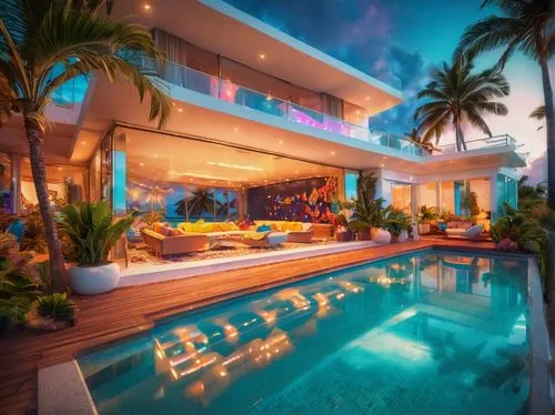 tropical house,paradisus,south beach,pool house,miami,hkmiami,dreamhouse,florida home,luxury home,holiday villa,modern house,beautiful home,clevelander,luxe,beach house,luxury property,crib,mansion,oceanfront,cabana,Illustration,Realistic Fantasy,Realistic Fantasy 38