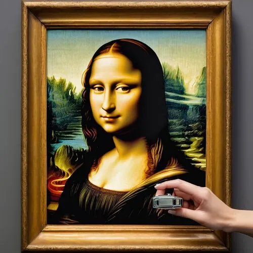 mona lisa,monalisa,gioconda,mona,woman holding a smartphone,artstor,micro sd card,pinturicchio,droste effect,khnopff,sandisk,digital camera,davinci,photorealistic,richart,sd card,digiart,memory card,girl making selfie,louvre,Art,Classical Oil Painting,Classical Oil Painting 03