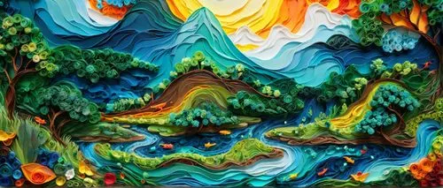 mushroom landscape,kaleidoscopic,kaleidoscope art,colorful tree of life,forest of dreams,colorful background,psychedelic art,cartoon forest,colorful water,rainbow background,lsd,forest background,abstract multicolor,volcano,cascades,dimensional,background abstract,rainbow world map,elven forest,kaleidoscope,Unique,Paper Cuts,Paper Cuts 01