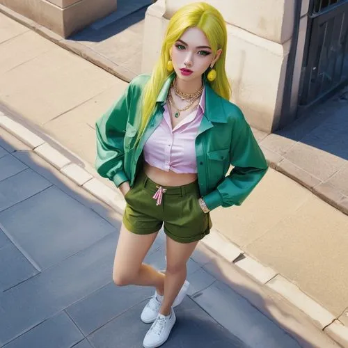 sonika,green jacket,clover jackets,namorita,brigette,lupini,emara,faba,helga,fashion doll,3d figure,retro girl,cindy,bulma,marnie,vidalia,ino,gwen,daphne,michiru,Conceptual Art,Fantasy,Fantasy 20