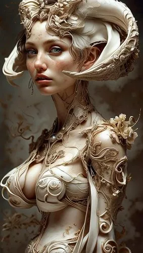 viveros,dryad,fantasy art,dryads,enchantress,the enchantress,white lady,faery,faun,faerie,demoness,priestess,fantasy portrait,medusa,diwata,savickas,bodypainting,witchblade,sculpt,porcelain rose