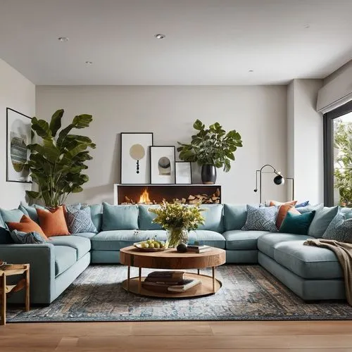 **Caption:**
Discover the unique charm of this living room, where innovative design meets cozy comfort. The thoughtfully curated decor, combined with modern aesthetics and vibrant accents, creates a s