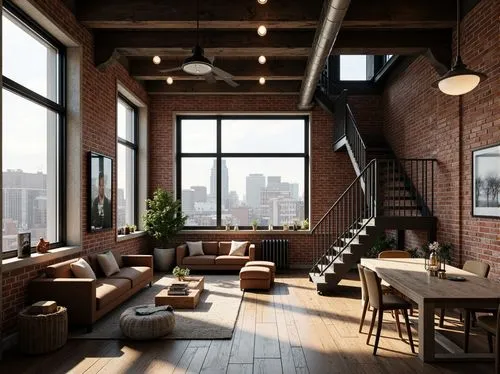 loft,lofts,apartment lounge,apartment,penthouses,an apartment,living room,livingroom,shared apartment,modern living room,sky apartment,3d rendering,modern decor,redbrick,apartment house,rowhouse,interior modern design,modern office,interior design,red brick