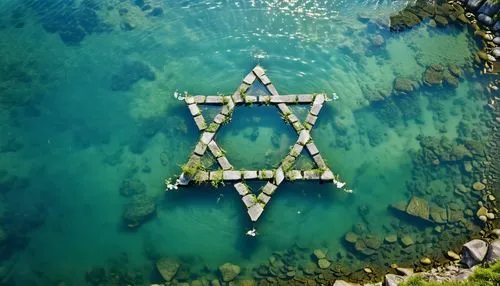 star of david,hexagram,tetragramaton,magen david,tent anchor,bermuda triangle,menorah,sunken church,jew cemetery,six pointed star,nautical star,six-pointed star,anchored,pentagram,sacred geometry,israel,cable-stayed bridge,the center of symmetry,island chain,fish traps