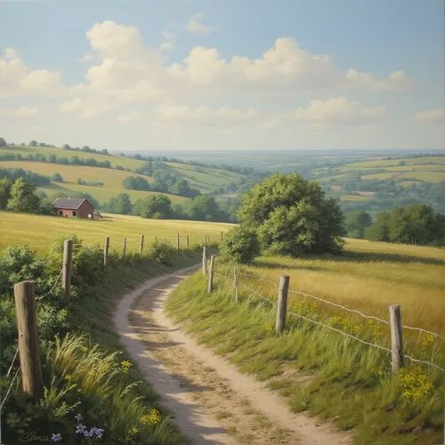 allinson,rural landscape,countryside,meadow landscape,farm landscape,inness,Illustration,Paper based,Paper Based 11