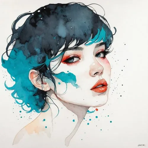 kommuna,watercolor blue,watercolor,watercolor pin up,watercolor painting,hoshihananomia,watercolors,water colors,watercolor women accessory,watercolor pencils,watercolour paint,watercolor paint strokes,gouache,blue painting,karou,watercolour,watercolours,girl portrait,geisha,shimei,Illustration,Paper based,Paper Based 19