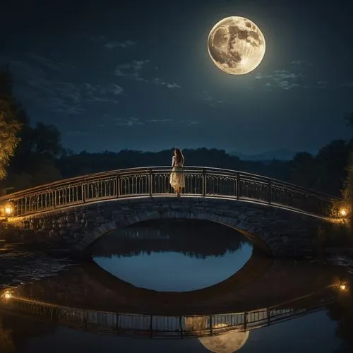 moonlit night,lune,moon photography,stone bridge,angel bridge,moon at night,Photography,General,Fantasy